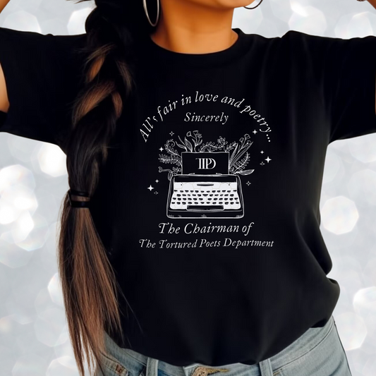 all is fair in love and poetry ttpd tee - black - all is fair in love and poetry